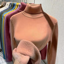 2025 New Thicken High Collar Pullover Women's Sweater Top Winter Warm and Soft Solid Color Inner Wear Bottoming Shirt