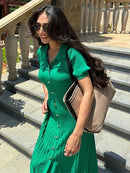 Elegant Knitted Dress Women Solid Single Breasted O Neck Short Sleeve High Waist Hip Package Dresses 2025 Autumn Chic Robes Lady