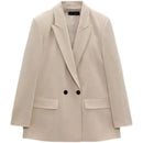 PB&ZASpring/Summer 2023 New Commuting Loose Leisure Fashion Suit Lapel Loose Double Breasted Blazer