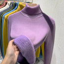 2025 New Thicken High Collar Pullover Women's Sweater Top Winter Warm and Soft Solid Color Inner Wear Bottoming Shirt