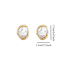 2PC Fashion Metal Irregular Imitation Pearl Stud Earrings Women Elegant Golden Silvery Geometric Personality Earrings Jewelry