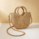 Handwoven Straw Rattan Half-Moon Beach Handbag Large Capacity Women Summer Hollow Out Crossbody Shoulder Bag  crossbody bags