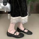 Spring Lace Women Mary Jane Shoes Fashion Slip On Comfort Street Style Soft Sole Female Dress Flats Shoes
