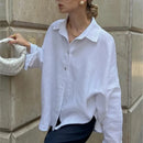 We.Fine Women's Shirt Elegant Long Sleeve Blouse Spring Vintage Basic Top Collar Cotton Shirt for Women