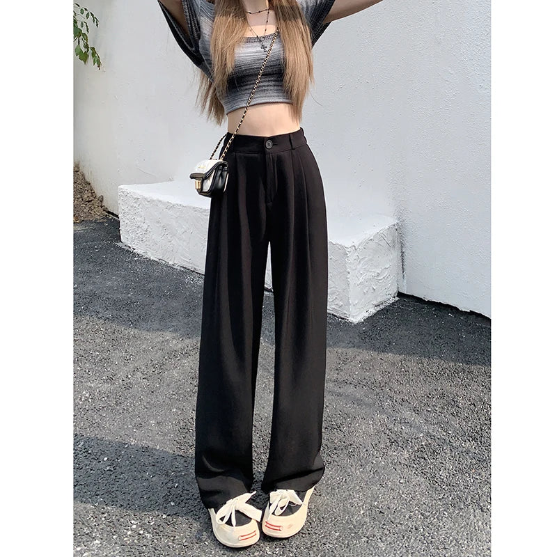 plus Size Women's Casual Loose Wide Leg Pants High Waist Slimming Trousers Versatile Autumn Faion Commute Sle Long Pants