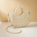 Handwoven Straw Rattan Half-Moon Beach Handbag Large Capacity Women Summer Hollow Out Crossbody Shoulder Bag  crossbody bags