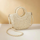 Handwoven Straw Rattan Half-Moon Beach Handbag Large Capacity Women Summer Hollow Out Crossbody Shoulder Bag  crossbody bags