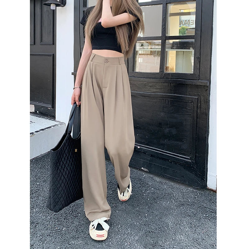 plus Size Women's Casual Loose Wide Leg Pants High Waist Slimming Trousers Versatile Autumn Faion Commute Sle Long Pants