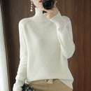 Fashion Basic Autumn Winter  Merino Wool Sweater Mock Neck Cashmere Pullover  Solid Color Soft Long Sleeve Clothing Tops