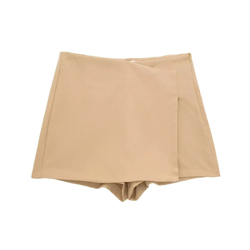 MUJER  Asymmetric Skort For Women Black High Waist Mini Skirt Shorts Women Casual Bermuda Shorts Woman Summer Skirt Shorts