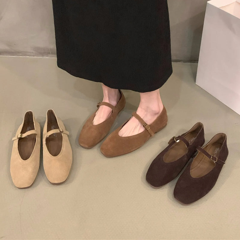 Bailamos  Spring New Brand Women Flats Round Toe Shallow Slip On Ladies Casual Ballet Shoes Soft Leather Eelgant Dress Shoes