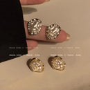 2PC Fashion Metal Irregular Imitation Pearl Stud Earrings Women Elegant Golden Silvery Geometric Personality Earrings Jewelry