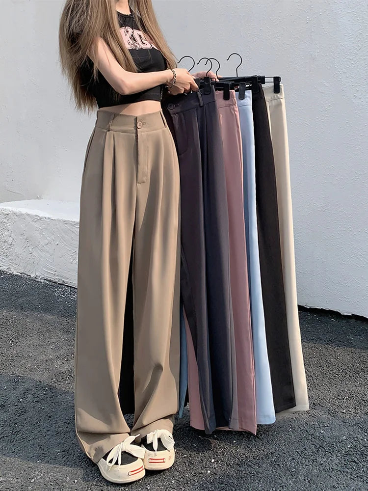 plus Size Women's Casual Loose Wide Leg Pants High Waist Slimming Trousers Versatile Autumn Faion Commute Sle Long Pants