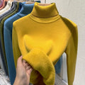 2025 New Thicken High Collar Pullover Women's Sweater Top Winter Warm and Soft Solid Color Inner Wear Bottoming Shirt