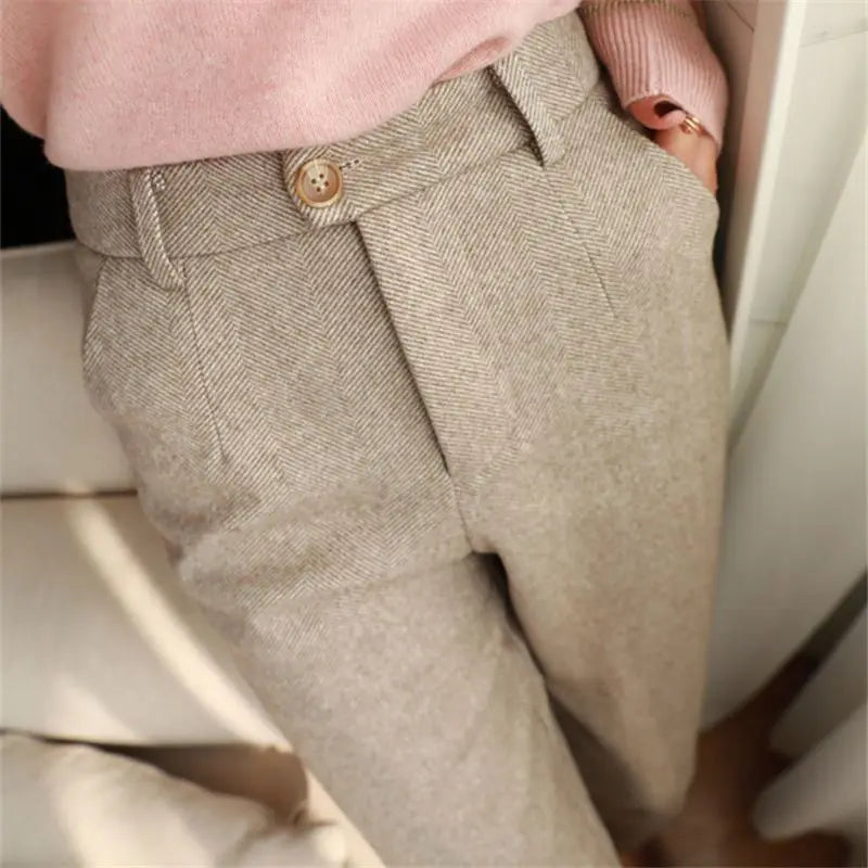 High Waist Women Suit Pants Office Ladies Harem Pencil Pants Korean Fashion Trousers Casual Button Loose Female Khaki Pants New