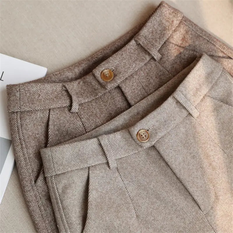 High Waist Women Suit Pants Office Ladies Harem Pencil Pants Korean Fashion Trousers Casual Button Loose Female Khaki Pants New