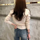 Autumn Long Sleeve Fashion Women Cardigans Sweater Knitted Coat Short Casual Single Breasted Korean Slim Chic Ladies Tops