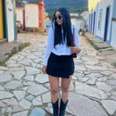 MUJER  Asymmetric Skort For Women Black High Waist Mini Skirt Shorts Women Casual Bermuda Shorts Woman Summer Skirt Shorts