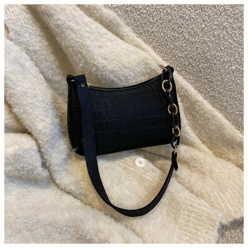 Felt Embossed Multi-Use Handbag for Women, Stylish Crossbody Shoulder Tote & Clutch, Portable Makeup Bag Organizer