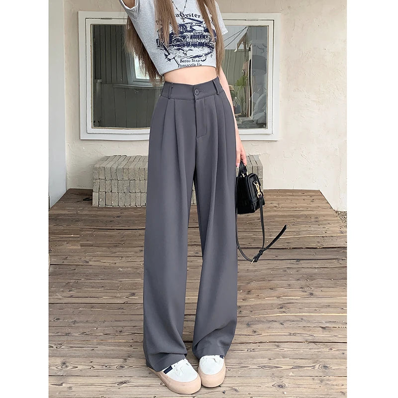 plus Size Women's Casual Loose Wide Leg Pants High Waist Slimming Trousers Versatile Autumn Faion Commute Sle Long Pants
