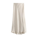 Women atin Black Skirt Women High Waist Long Skirts for Women Summer White Midi Skirt Office Elegant Daily Skirts