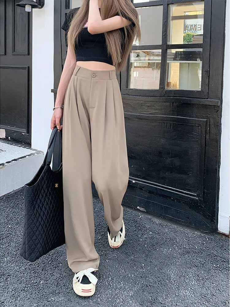 plus Size Women's Casual Loose Wide Leg Pants High Waist Slimming Trousers Versatile Autumn Faion Commute Sle Long Pants