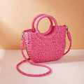 Handwoven Straw Rattan Half-Moon Beach Handbag Large Capacity Women Summer Hollow Out Crossbody Shoulder Bag  crossbody bags