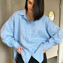 We.Fine Women's Shirt Elegant Long Sleeve Blouse Spring Vintage Basic Top Collar Cotton Shirt for Women