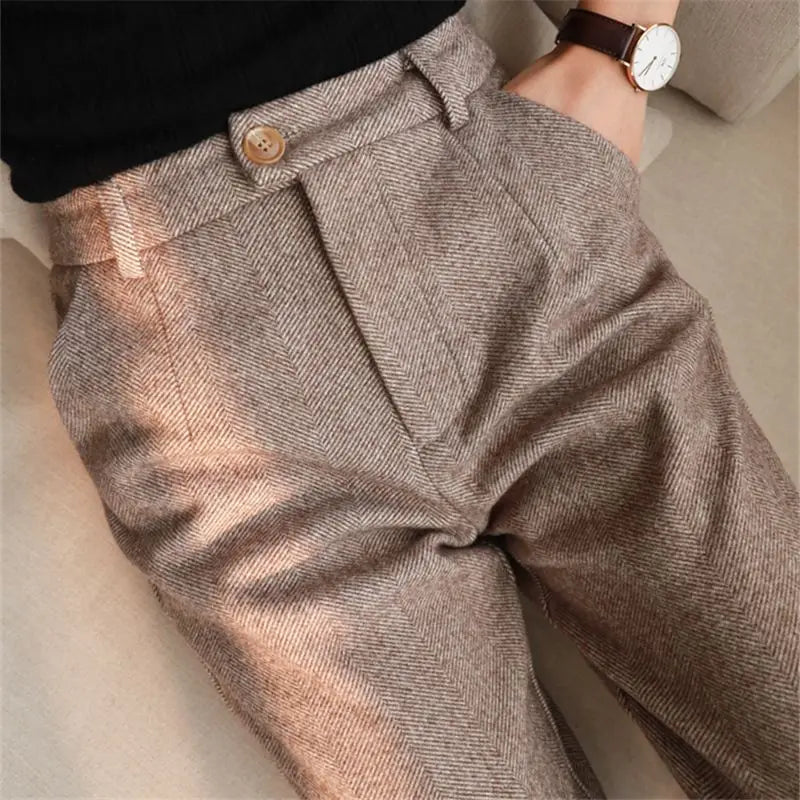 High Waist Women Suit Pants Office Ladies Harem Pencil Pants Korean Fashion Trousers Casual Button Loose Female Khaki Pants New