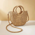 Handwoven Straw Rattan Half-Moon Beach Handbag Large Capacity Women Summer Hollow Out Crossbody Shoulder Bag  crossbody bags