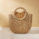 Handwoven Straw Rattan Half-Moon Beach Handbag Large Capacity Women Summer Hollow Out Crossbody Shoulder Bag  crossbody bags