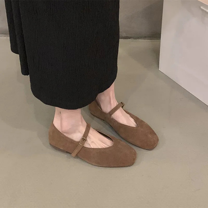 Bailamos  Spring New Brand Women Flats Round Toe Shallow Slip On Ladies Casual Ballet Shoes Soft Leather Eelgant Dress Shoes