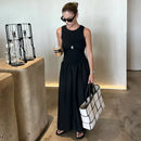 HXAO Khaki Elegant Long Dresses 2025 Women's Spring Sleeveless Black Dresses Fashion Casual Party Y2k Dress Vestidos For Female