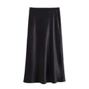 Women atin Black Skirt Women High Waist Long Skirts for Women Summer White Midi Skirt Office Elegant Daily Skirts