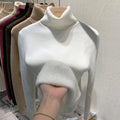 2025 New Thicken High Collar Pullover Women's Sweater Top Winter Warm and Soft Solid Color Inner Wear Bottoming Shirt