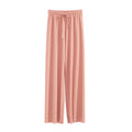 Women Ankle-Length Wide Leg Pants Casual Summer Solid Elastic Waist Loose Ice Silk Pants Spring Summer Female Trousers