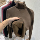 2025 New Thicken High Collar Pullover Women's Sweater Top Winter Warm and Soft Solid Color Inner Wear Bottoming Shirt