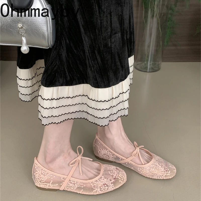 Spring Lace Women Mary Jane Shoes Fashion Slip On Comfort Street Style Soft Sole Female Dress Flats Shoes