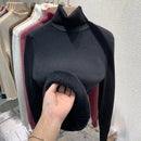 2025 New Thicken High Collar Pullover Women's Sweater Top Winter Warm and Soft Solid Color Inner Wear Bottoming Shirt