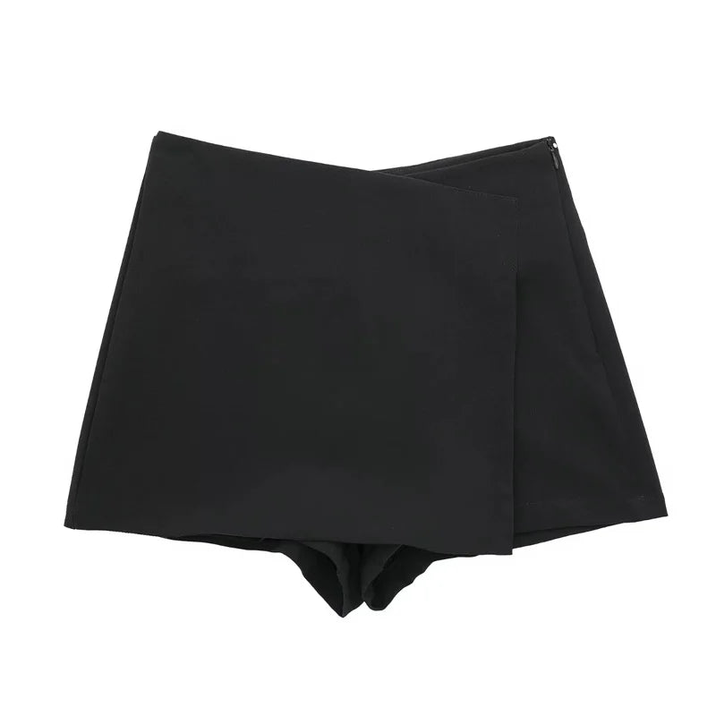 MUJER  Asymmetric Skort For Women Black High Waist Mini Skirt Shorts Women Casual Bermuda Shorts Woman Summer Skirt Shorts
