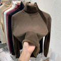 2025 New Thicken High Collar Pullover Women's Sweater Top Winter Warm and Soft Solid Color Inner Wear Bottoming Shirt